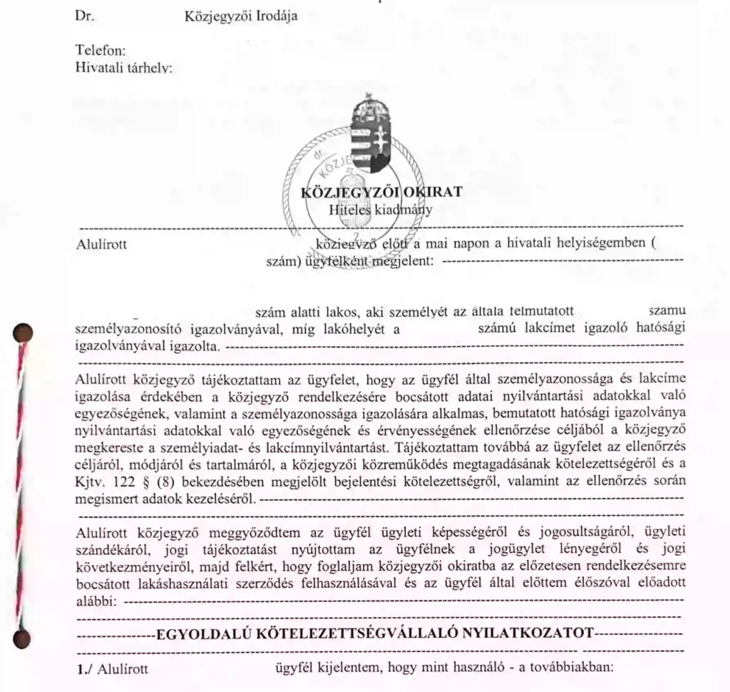 kiköltözési nyilatkozat